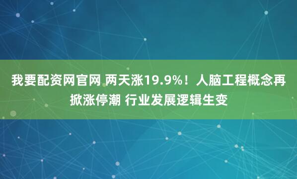 我要配资网官网 两天涨19.9%！人脑工程概念再掀涨停潮 行业发展逻辑生变